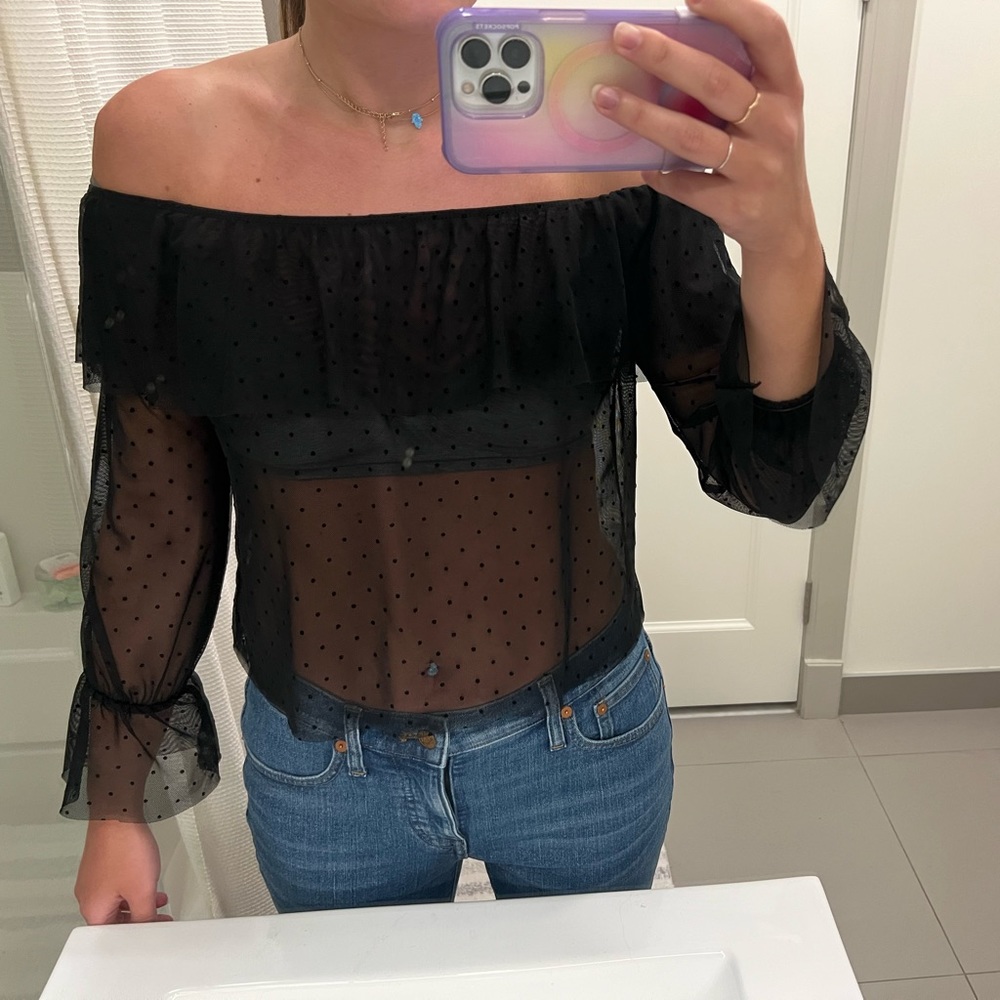 Black Mesh Long Sleeve. Size: S. Fashion Nova